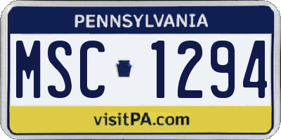PA license plate MSC1294