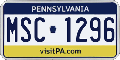 PA license plate MSC1296