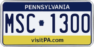 PA license plate MSC1300