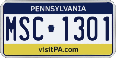 PA license plate MSC1301