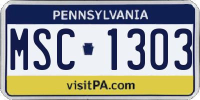 PA license plate MSC1303