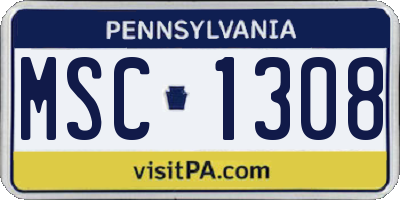 PA license plate MSC1308