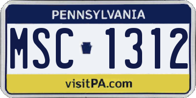PA license plate MSC1312
