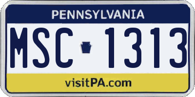 PA license plate MSC1313