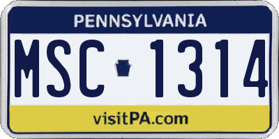 PA license plate MSC1314