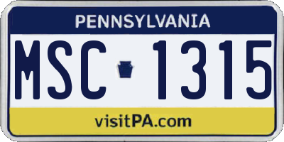 PA license plate MSC1315
