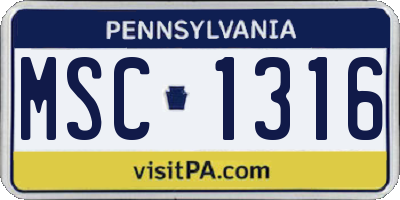 PA license plate MSC1316