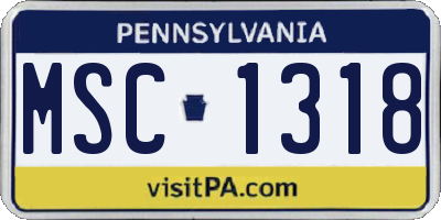 PA license plate MSC1318