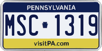 PA license plate MSC1319