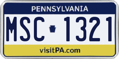 PA license plate MSC1321
