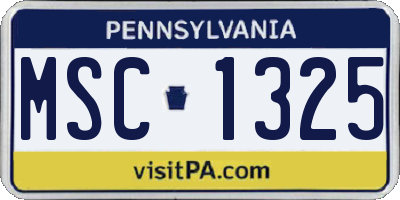 PA license plate MSC1325