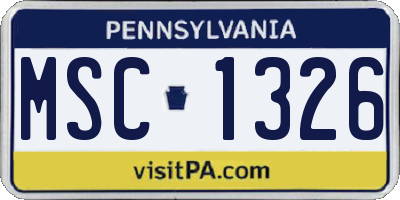 PA license plate MSC1326