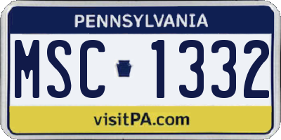 PA license plate MSC1332