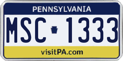 PA license plate MSC1333
