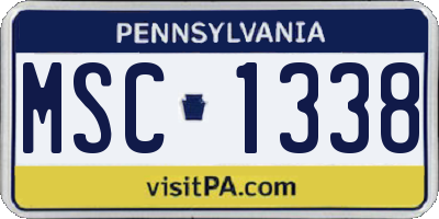 PA license plate MSC1338