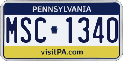 PA license plate MSC1340