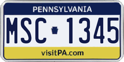PA license plate MSC1345