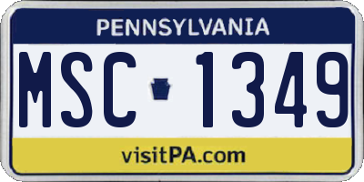 PA license plate MSC1349