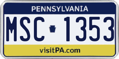 PA license plate MSC1353