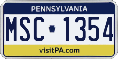 PA license plate MSC1354