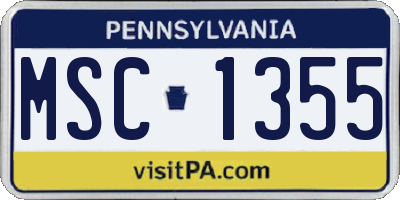 PA license plate MSC1355