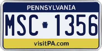 PA license plate MSC1356