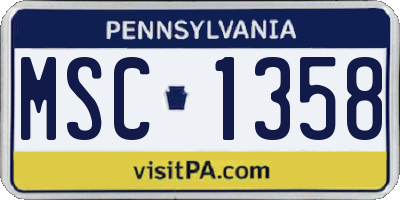 PA license plate MSC1358
