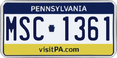 PA license plate MSC1361