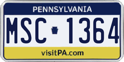 PA license plate MSC1364