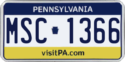 PA license plate MSC1366
