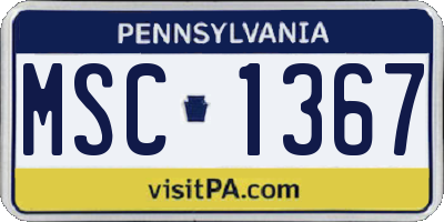 PA license plate MSC1367