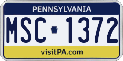 PA license plate MSC1372