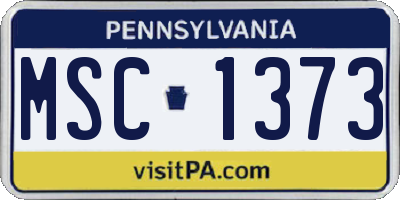 PA license plate MSC1373