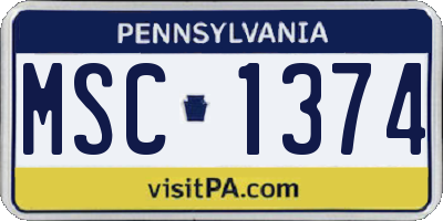PA license plate MSC1374