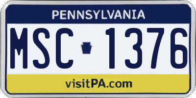 PA license plate MSC1376