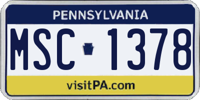 PA license plate MSC1378