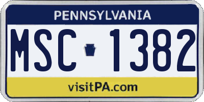 PA license plate MSC1382