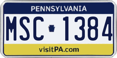 PA license plate MSC1384