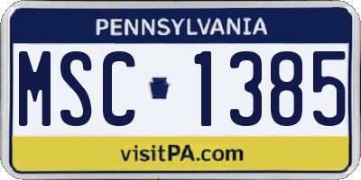 PA license plate MSC1385