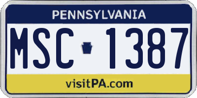 PA license plate MSC1387