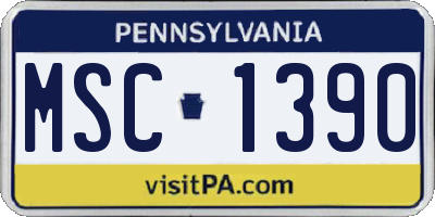 PA license plate MSC1390