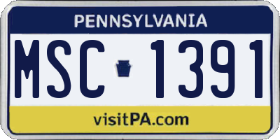 PA license plate MSC1391