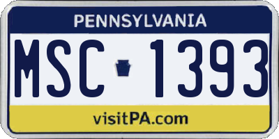 PA license plate MSC1393