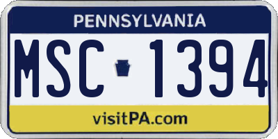 PA license plate MSC1394