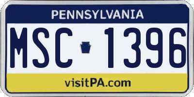 PA license plate MSC1396
