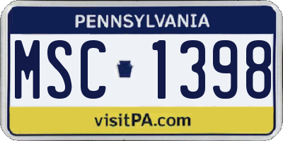 PA license plate MSC1398