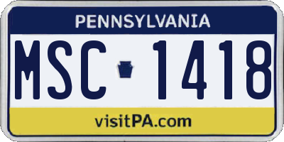 PA license plate MSC1418