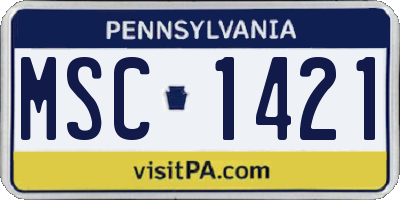 PA license plate MSC1421