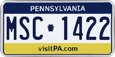 PA license plate MSC1422