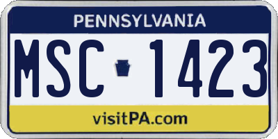 PA license plate MSC1423
